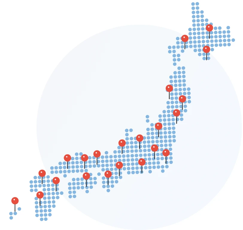 全国47都道府県の工事対応エリア