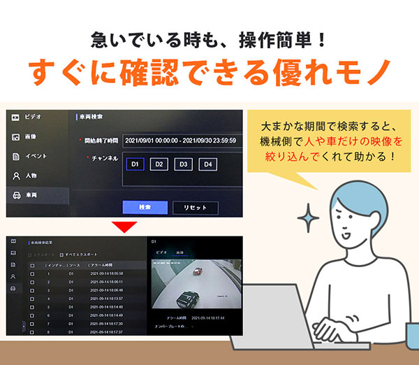 すぐに映像確認できるスグレモノ！