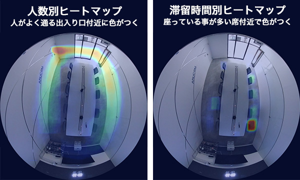 人数別と滞留時間別のヒートマップ