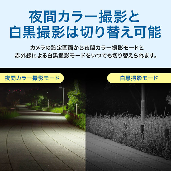 夜間カラーと白黒撮影