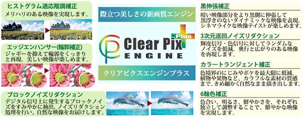 鮮やかな映像を再現!新画質エンジン「クリアピクスエンジンプラス」