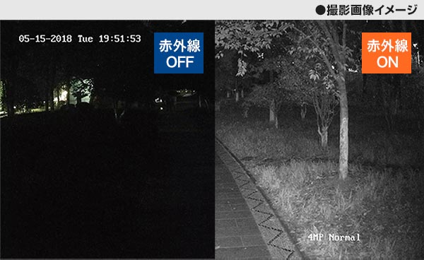 暗闇でも映し出す、赤外線機能
