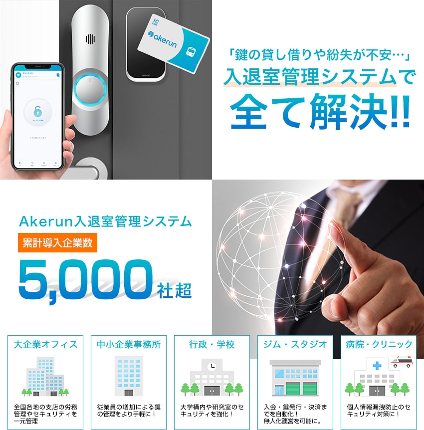 鍵の貸し借りや紛失が不安…入退室管理システムですべて解決!