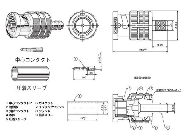 RD-4049 カナレ製 3C-2V 圧着式BNC型プラグ 100個入