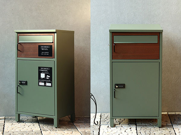 PBX-032 宅配ボックス付ポスト MOJYU Bartolo バルトロ エバーグリーン ブラウン木目 【メーカー直送品】