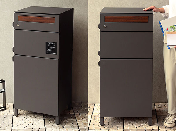 PBX-042 宅配ボックス付ポスト MOJYU Gian ジャン 宅配2段タイプ ダークグレー 【メーカー直送品】