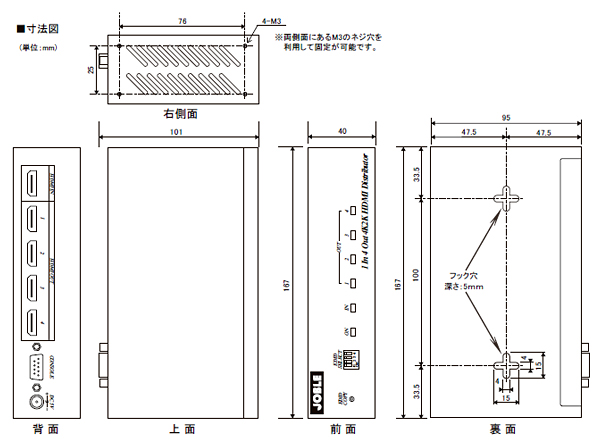 HD04-4K6G 分割器 HDMI 1入力4出力分配器 (4K 60Hz対応)【JOBLE】