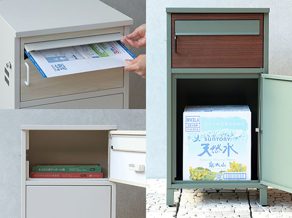 PBX-032 宅配ボックス付ポスト MOJYU Bartolo バルトロ エバーグリーン ブラウン木目 【メーカー直送品】