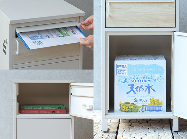 PBX-033 宅配ボックス付ポスト MOJYU Bartolo バルトロ グレージュ ホワイト木目 【メーカー直送品】