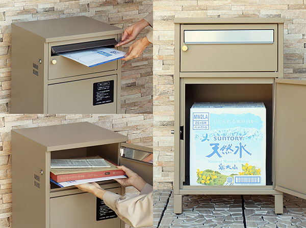 PBX-063 宅配ボックス付ポスト MOJYU Mina ミーナ ミルクティーベージュ 【メーカー直送品】