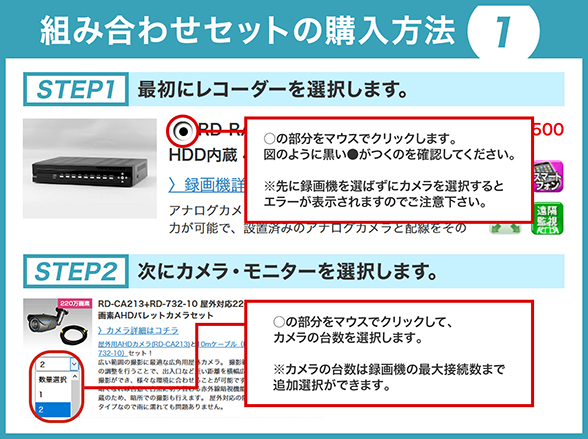 SET181 AHDカメラを1～8台まで自由に組み合わせできるセット