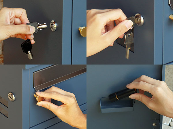 PBX-062 宅配ボックス付ポスト MOJYU Mina ミーナ ネイビーブルー 【メーカー直送品】