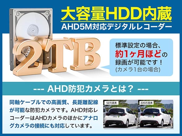 SET692-1 AHDカメラ220万画素屋外・赤外線対応ドーム型1～4台(RD-CA212)防犯セット