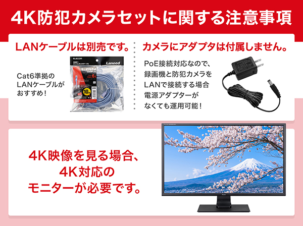 SET650 4K800万画素 IPネットワークカメラと録画機の組み合わせセット