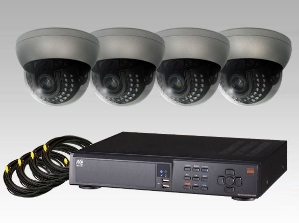 SET491-1 アナログ52万画素耐衝撃ドームカメラと高性能録画機・ケーブルのセット