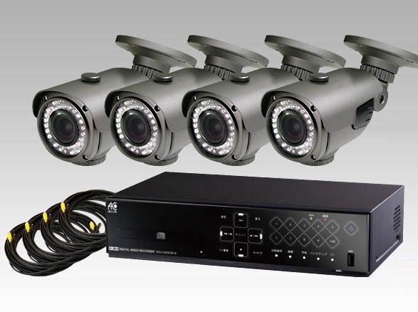 SET484-1 台数選べる屋外防雨タイプアナログカメラと録画機・ケーブルセット