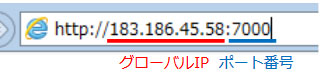 ブラウザ（IE）を開き、IPアドレスを入力