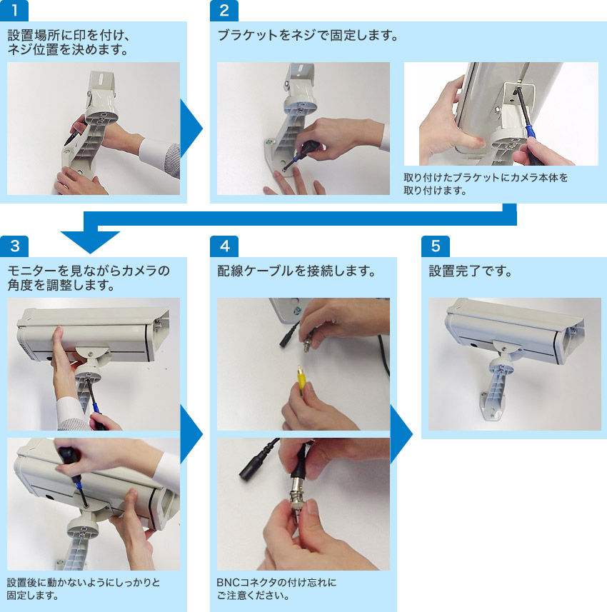 1.設置場所に印をつけ、ネジ位置を決めます。