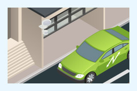 車の通る道路に面した場所